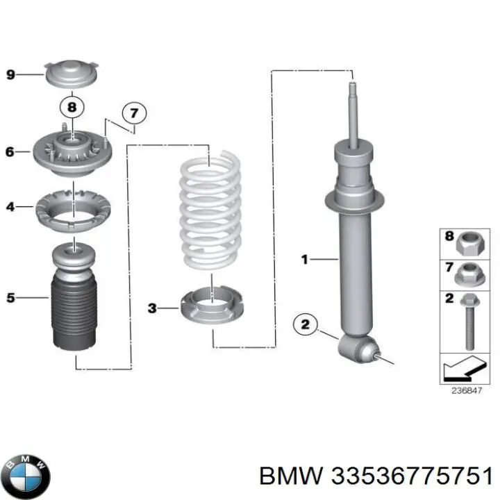 Проставка (гумове кільце) пружини задньої, верхня 33536775751 BMW