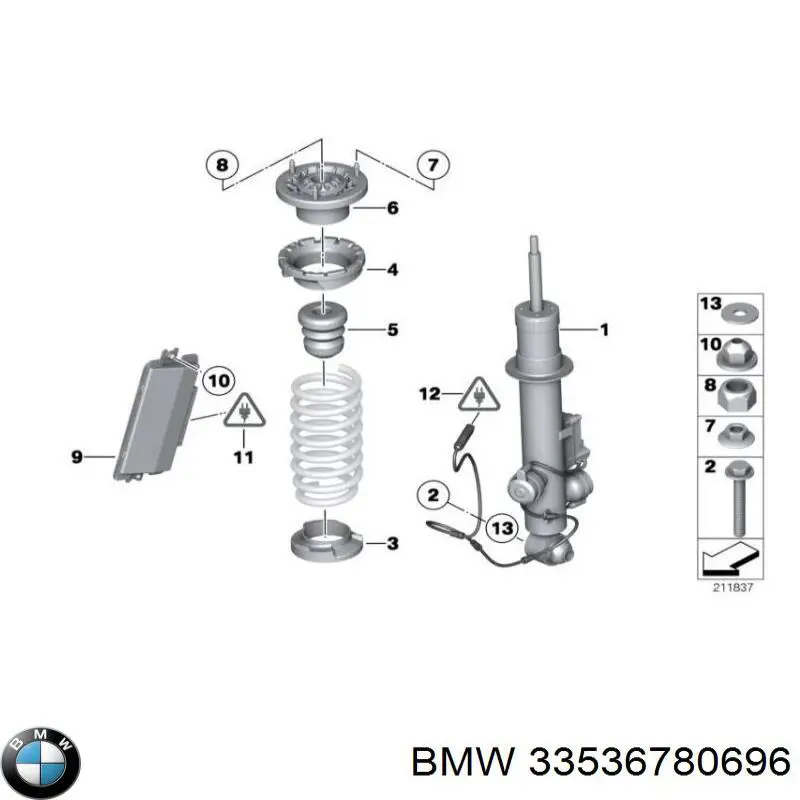 Буфер-відбійник амортизатора заднього на BMW 7 (F01, F02, F03, F04)