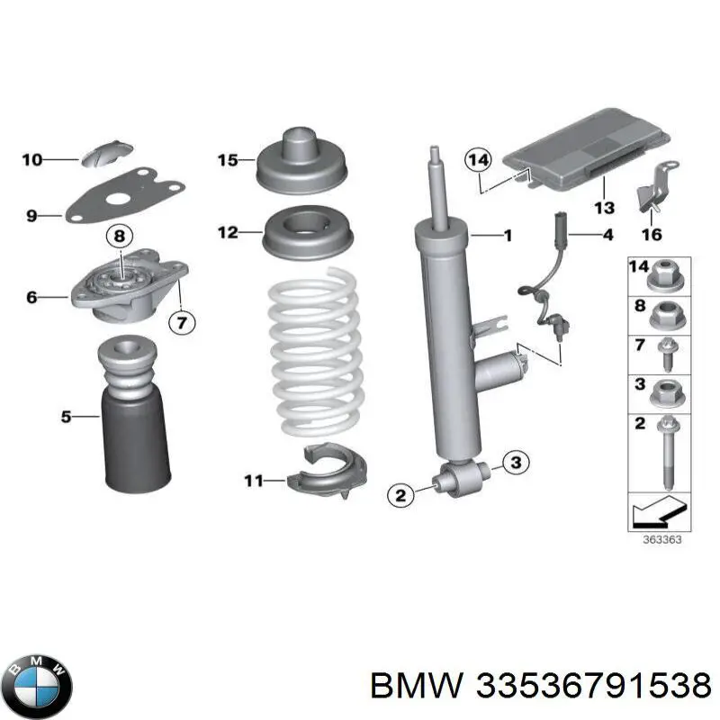 Буфер-відбійник амортизатора заднього BMW 33536791538 ціна, від 37.80 USD