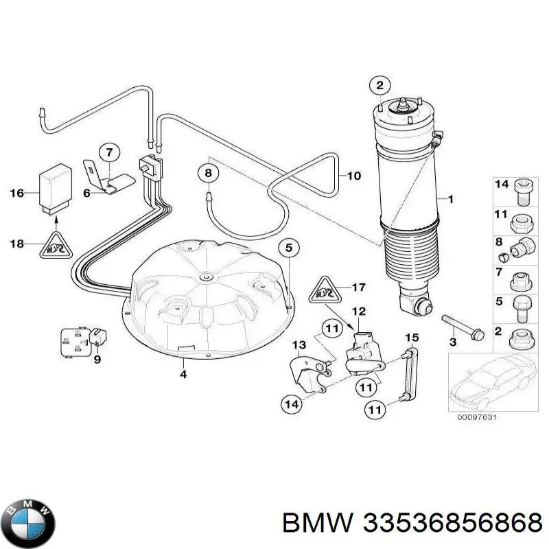 Буфер-відбійник амортизатора заднього BMW 33536856868 ціна, від 28.28 USD