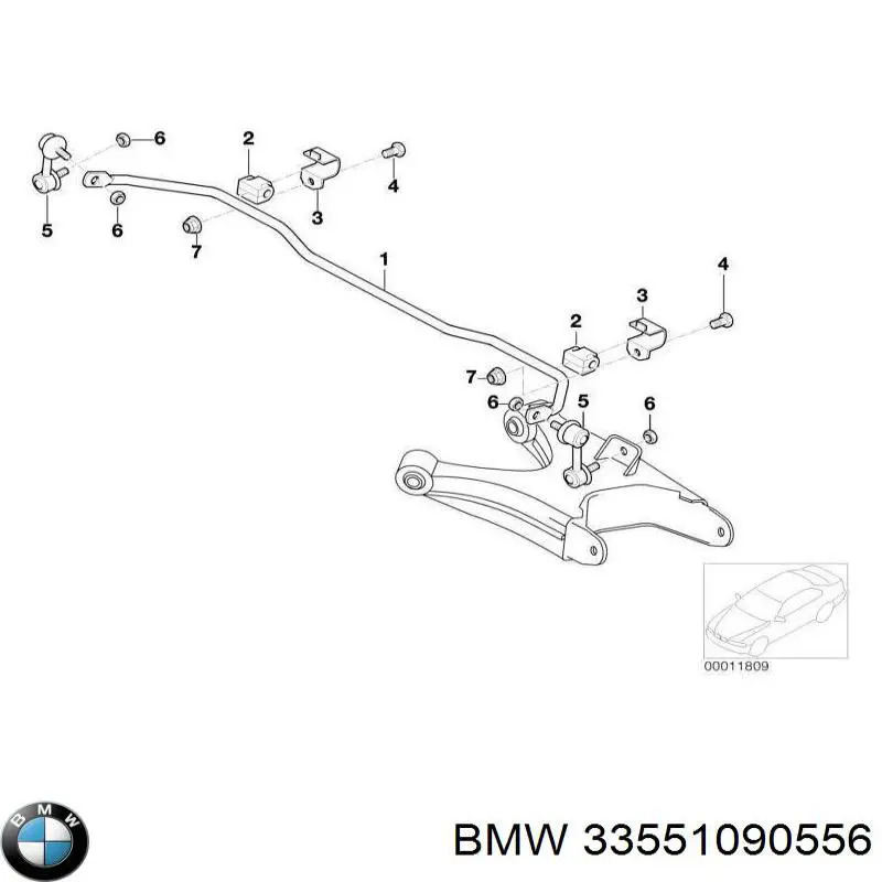 Втулка стабілізатора заднього 33551090556 BMW