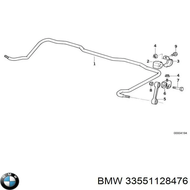 33551128476 BMW втулка стабілізатора заднього