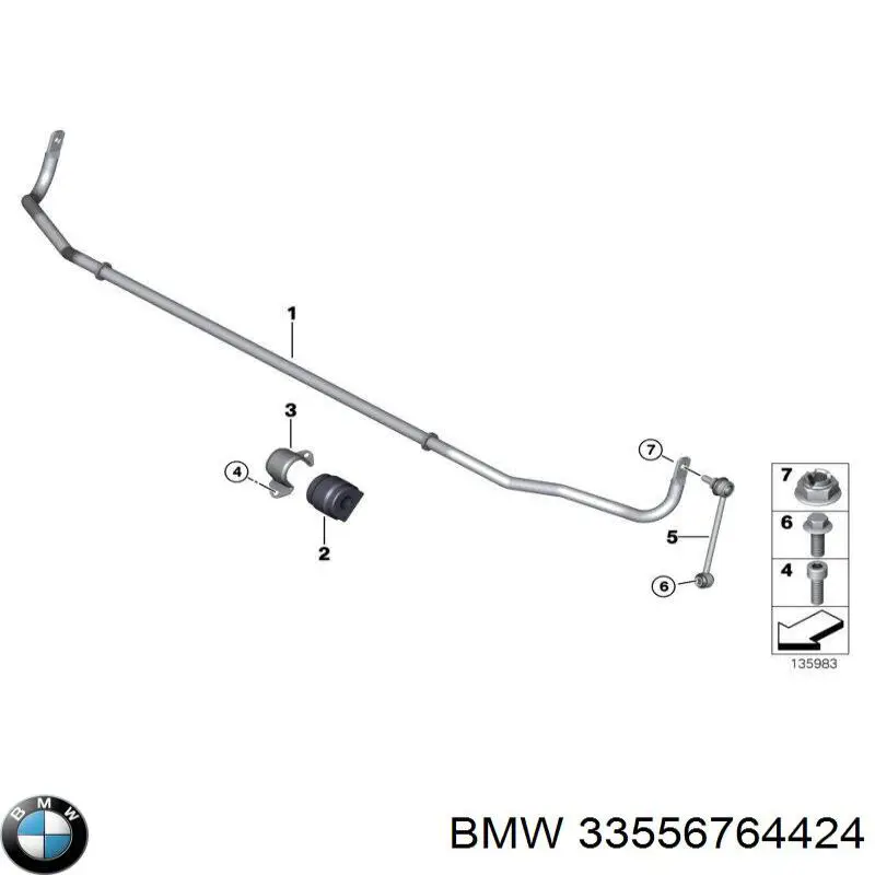 Стабілізатор задньої осі BMW 33556764424 ціна, від 17.14 USD