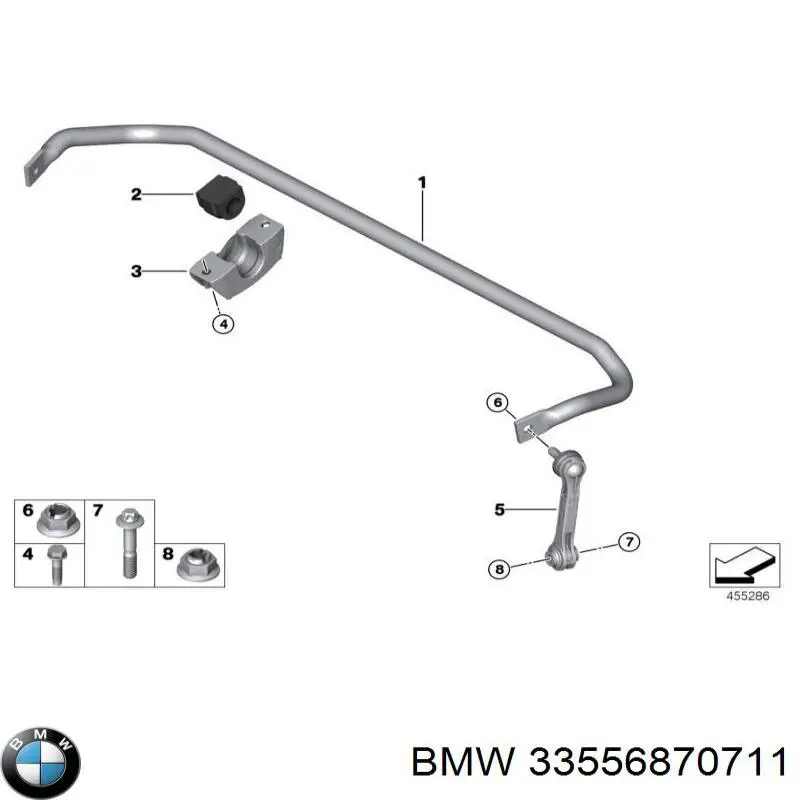 Стабілізатор задньої осі BMW 33556870711 ціна, від 151.99 USD