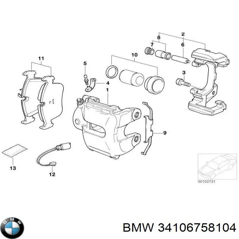 Кронштейн гальмівного супорта BMW 34106758104 ціна, від 23.43 USD