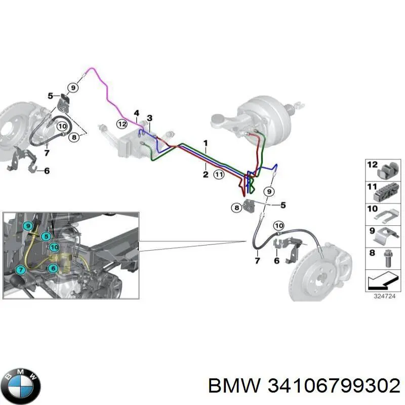 34106799302 BMW Гнучка гальмівна трубка передня