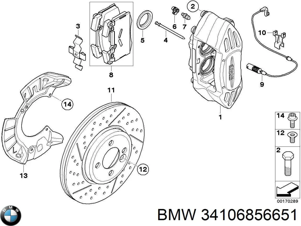 Супорт гальмівний передній лівий BMW 34106856651 ціна, від 279.87 USD