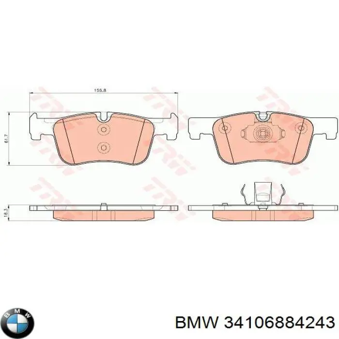 Передні тормозні колодки 34106884243 BMW