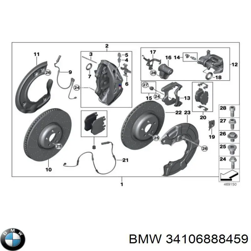 Купити 34106888459 BMW Колодки гальмівні передні, дискові