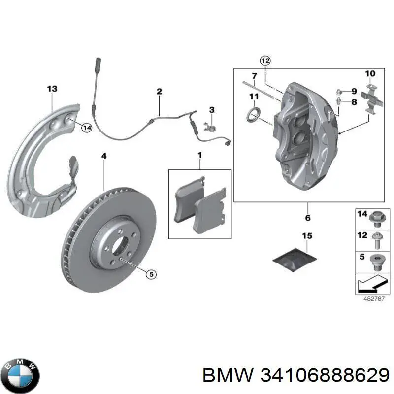 34106888629 BMW Супорт гальмівний, передній, лівий