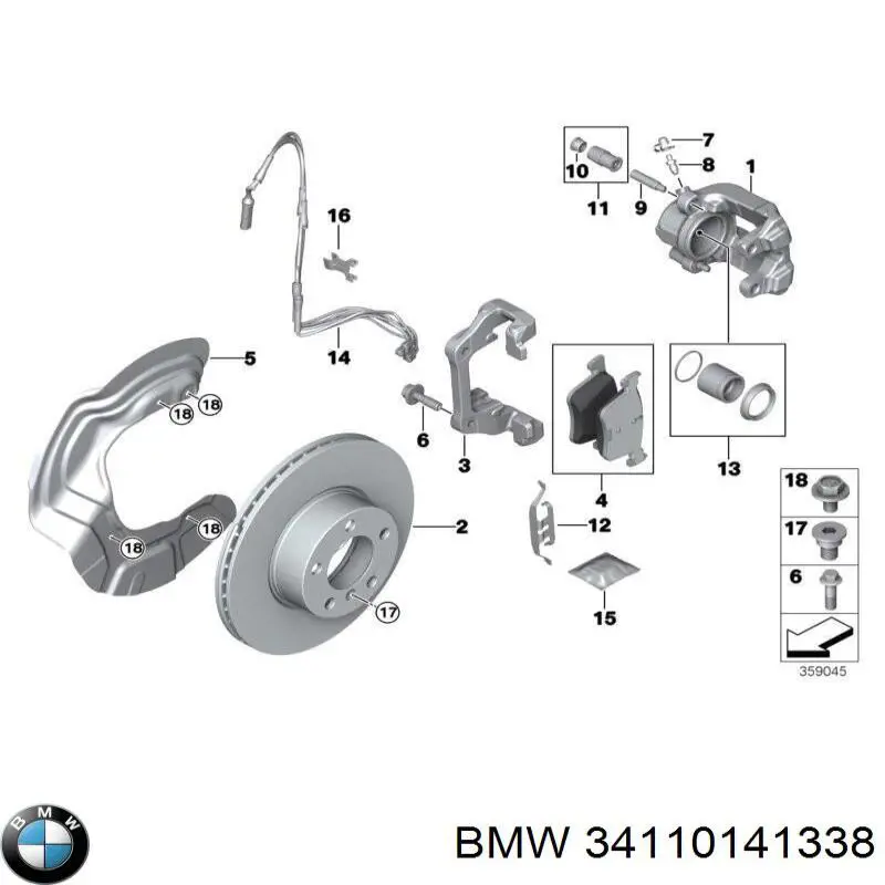 34110141338 BMW ремкомплект супорту гальмівного переднього
