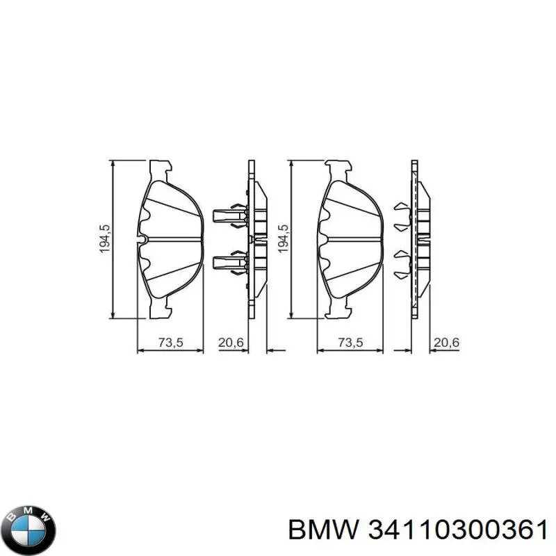 34110300361 BMW колодки гальмівні передні, дискові