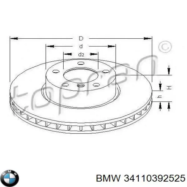 34110392525 BMW Гальмо дискове переднє
