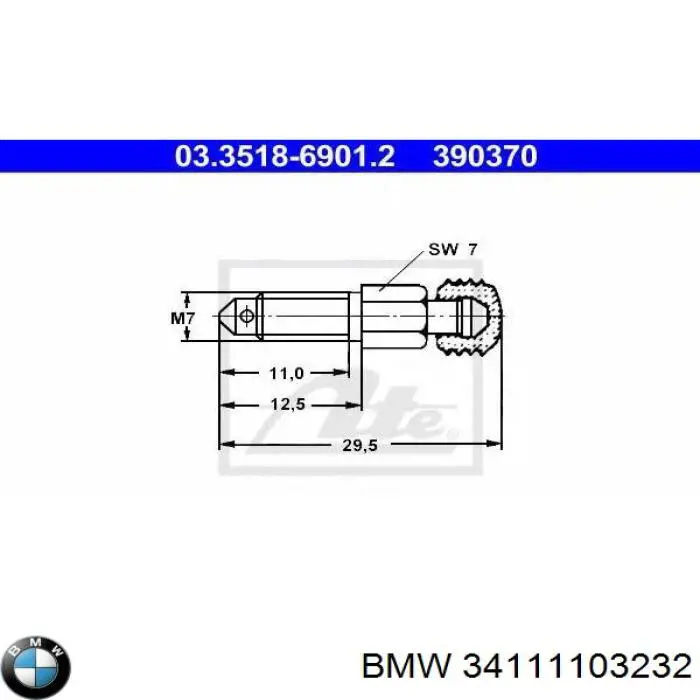 34111103232 BMW штуцер прокачування супорту гальмівного, переднього