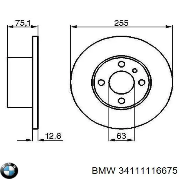 Диск гальмівний передній 34111116675 BMW