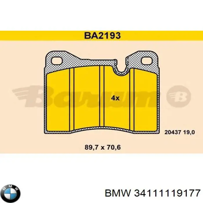 34111119177 BMW колодки гальмівні передні, дискові