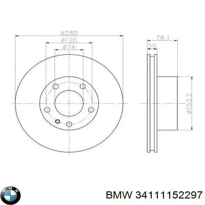 Диск переднього гальма BMW 34111163141 ціна, від 51.96 USD