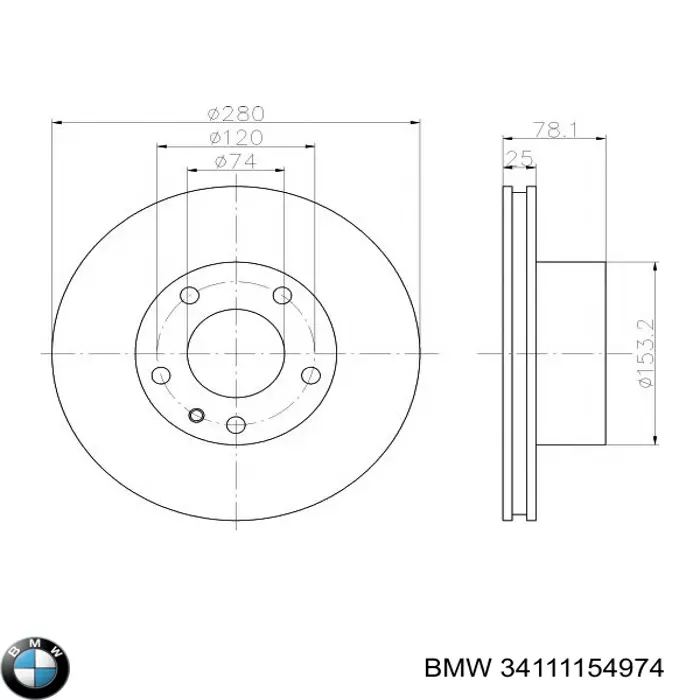 Гальмівні диски передні 34111163141 BMW