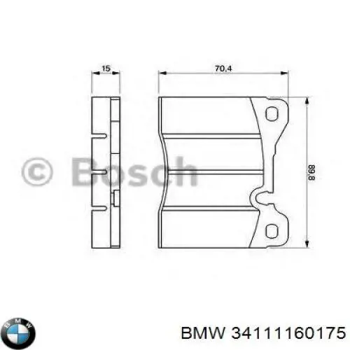 Колодки гальмівні передні, дискові 34111160175 BMW