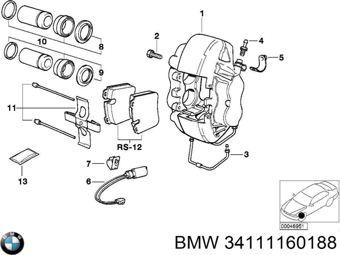 34111160188 BMW Ремкомплект гальмівної системи
