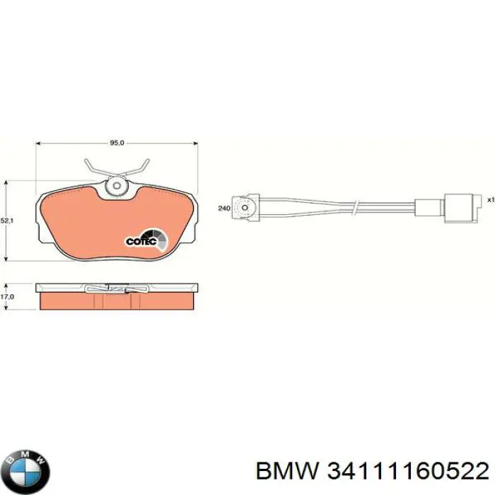 Тормозні колодки BMW 34111160522