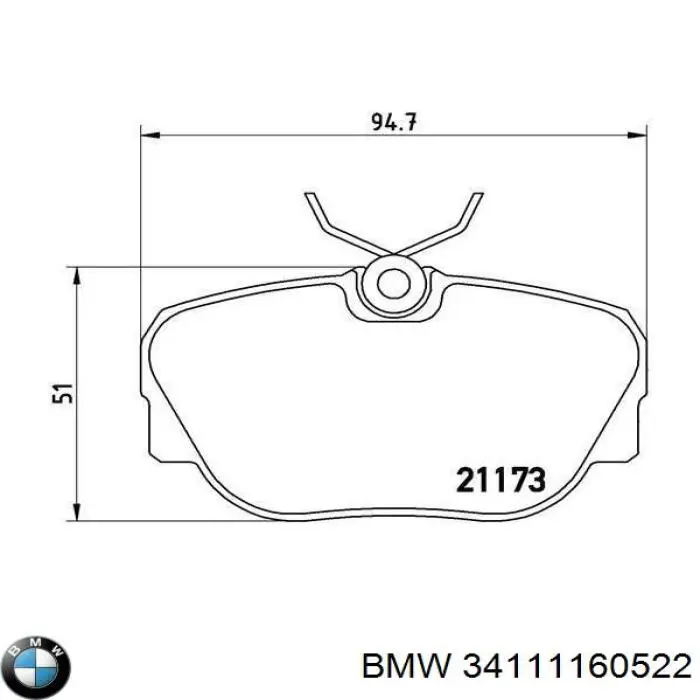 Купити 34111160522 BMW Колодки гальмівні передні, дискові