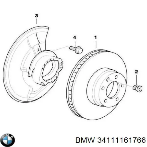 Купити 34111161766 BMW Захист гальмівного диска, переднього, правого