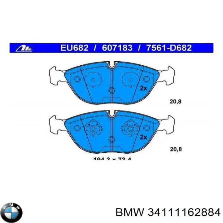 Передні тормозні колодки 34111162884 BMW