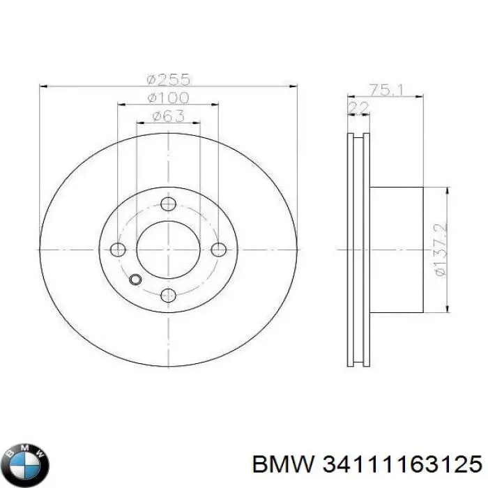 Купити 34111163125 BMW Ротор гальмівний