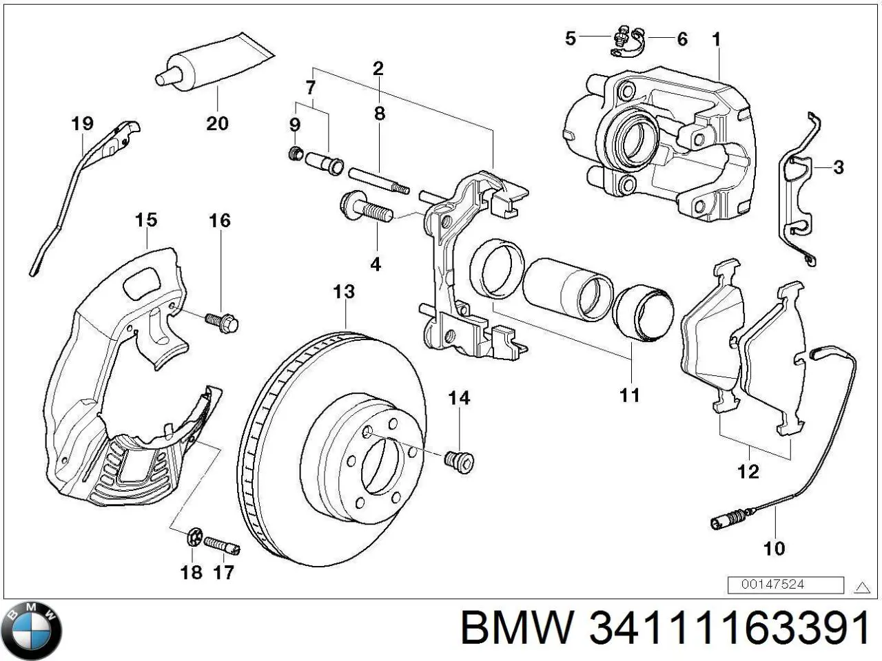 34111163391 BMW Комплект пружинок кріплення дискових колодок, передніх