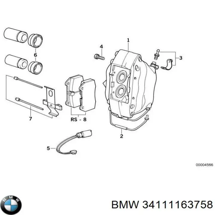 Купити 34111163758 BMW Супорт гальмівний передній правий
