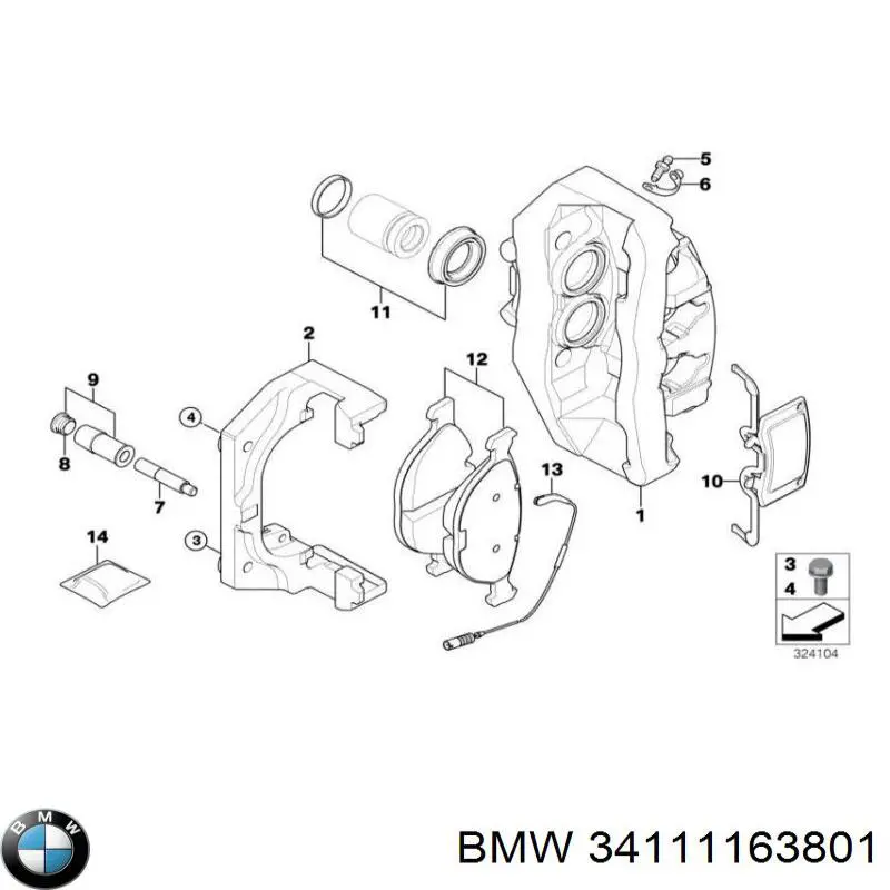 Купити 34111163801 BMW Пружинна засувка супорту