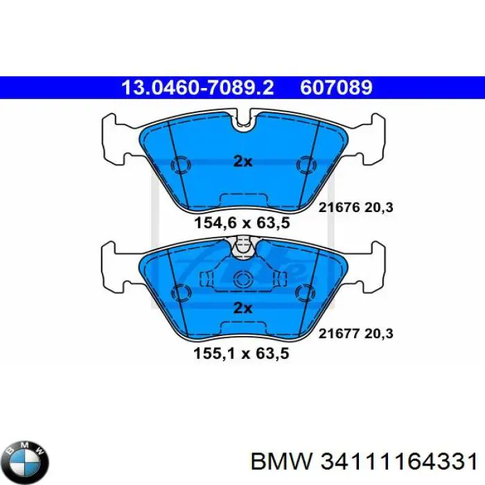 34111164331 BMW колодки гальмівні передні, дискові
