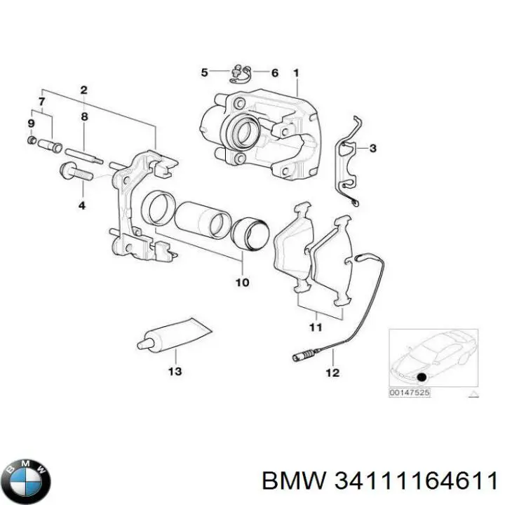 Комплект пружинок кріплення дискових колодок, передніх BMW 34111164611 ціна, від 6.48 USD