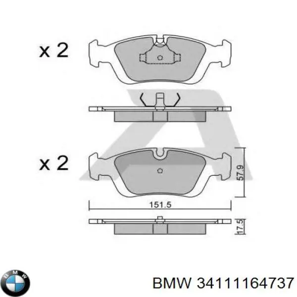 34111164737 BMW колодки гальмівні передні, дискові