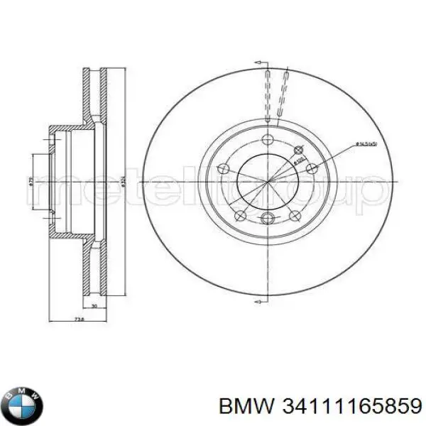 Диск переднього гальма BMW 34111165859 ціна, від 71.24 USD