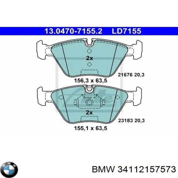 34112157573 BMW колодки гальмівні передні, дискові