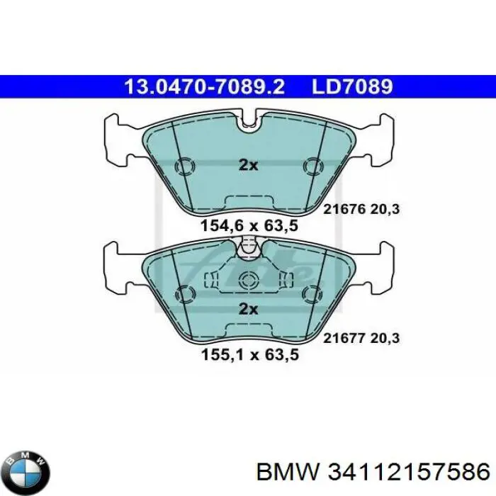 34112157586 BMW колодки гальмівні передні, дискові