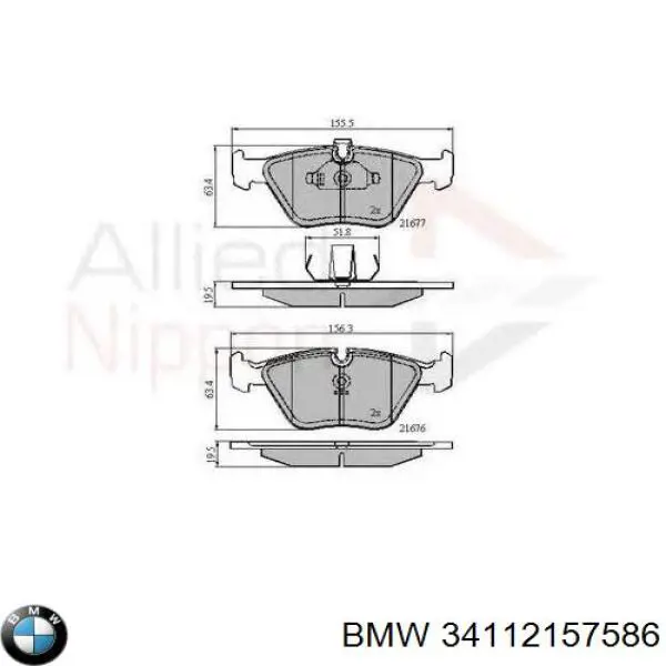 Гальмівні колодки BMW 34112157586 ціна, від 28.55 USD