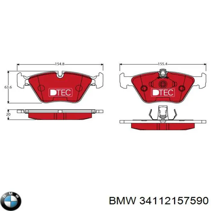Гальмівні колодки BMW 34112157590 ціна, від 28.55 USD
