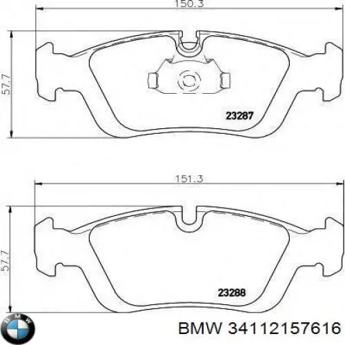 Гальмівні колодки BMW 34112157616 ціна, від 27.33 USD