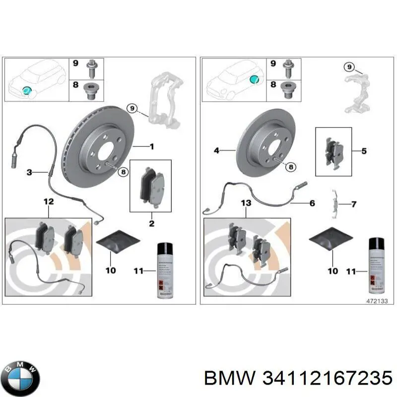 34112167235 BMW колодки гальмівні передні, дискові