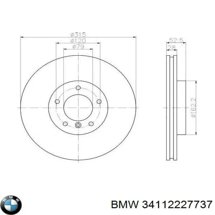 34112227737 BMW диск гальмівний передній