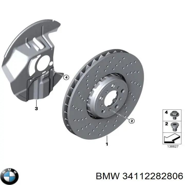 Диск переднього гальма BMW 34112282806 ціна, від 413.79 USD