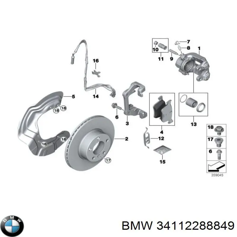 Колодки гальмівні передні, дискові 34112288849 BMW