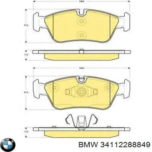 Купити 34112288849 BMW Колодки гальмівні передні, дискові