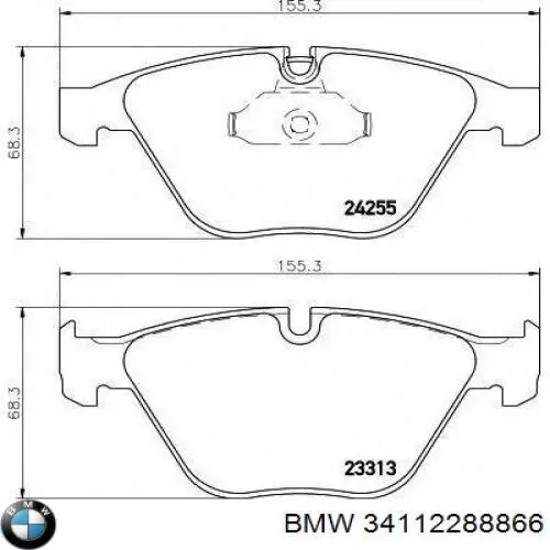 Колодки гальмівні передні, дискові 34112288866 BMW