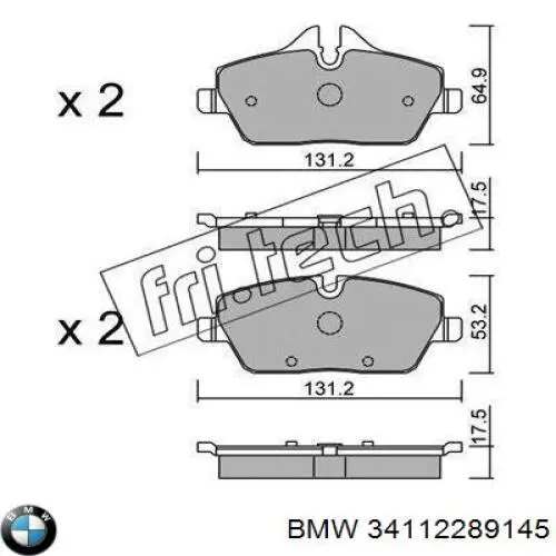 Купити 34112289145 BMW Колодки гальмівні передні, дискові