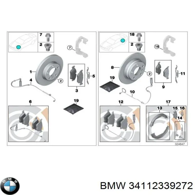 Колодки гальмівні передні, дискові 34112339272 BMW