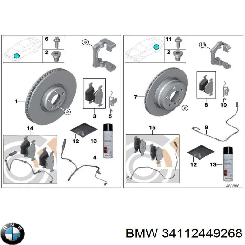 Колодки гальмівні передні, дискові 34112449268 BMW